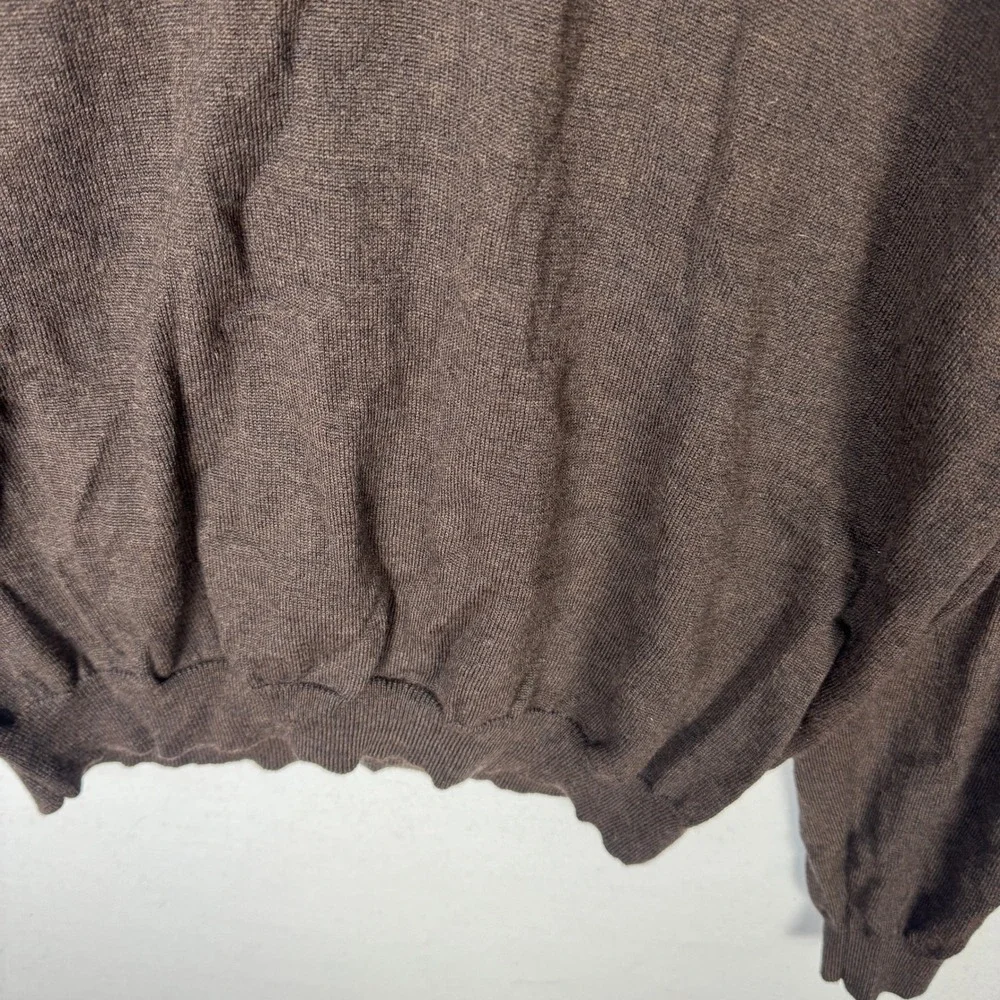 Brooks Brothers Mens Tech‎ Merino Wool V-Neck Sweater Brown Large RN93986